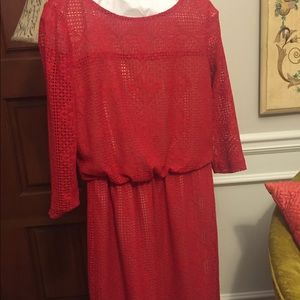 Vintage Classic Red, Cinched-waist Dress (lined)